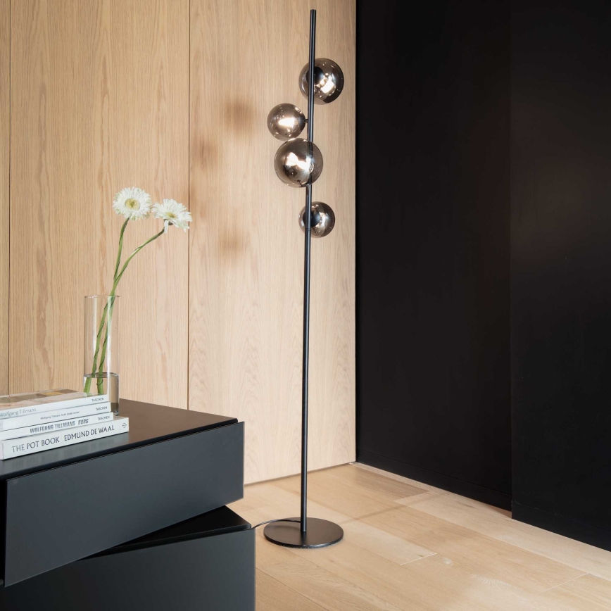 Ideal Lux - LED-Stehleuchte PERLAGE 4xG9/3W/230V schwarz/rauchschwarz