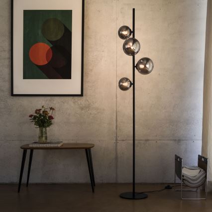 Ideal Lux - LED-Stehleuchte PERLAGE 4xG9/3W/230V schwarz/rauchig