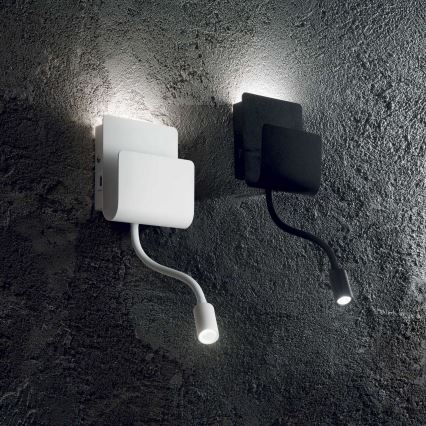 Ideal Lux - LED-Wandstrahler mit flexibler Leuchte PROBE LED/9,5W/230V USB CRI 90 weiß