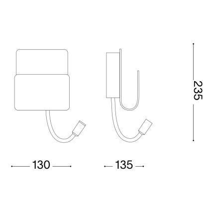 Ideal Lux - LED-Wandstrahler mit flexibler Leuchte PROBE LED/9,5W/230V USB CRI 90 weiß