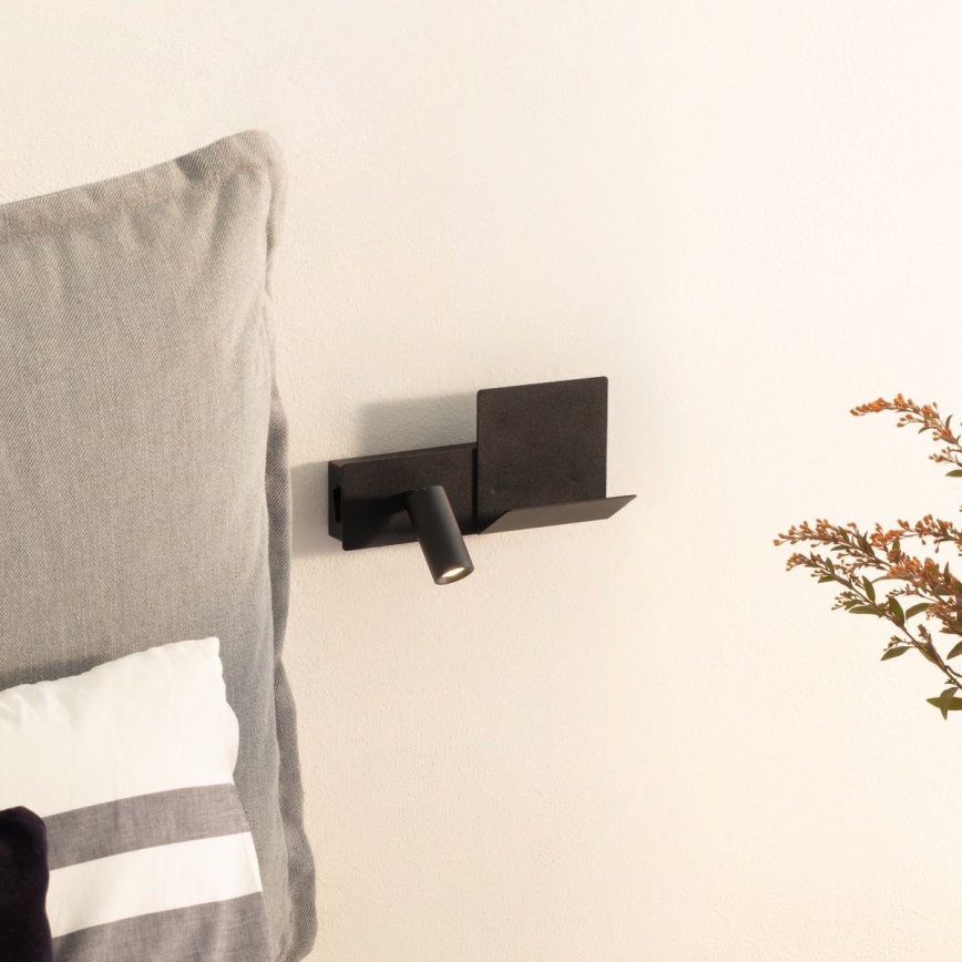 Ideal Lux - LED-Wandleuchte KOMODO LED/4,5W/230V USB CRI 90 schwarz