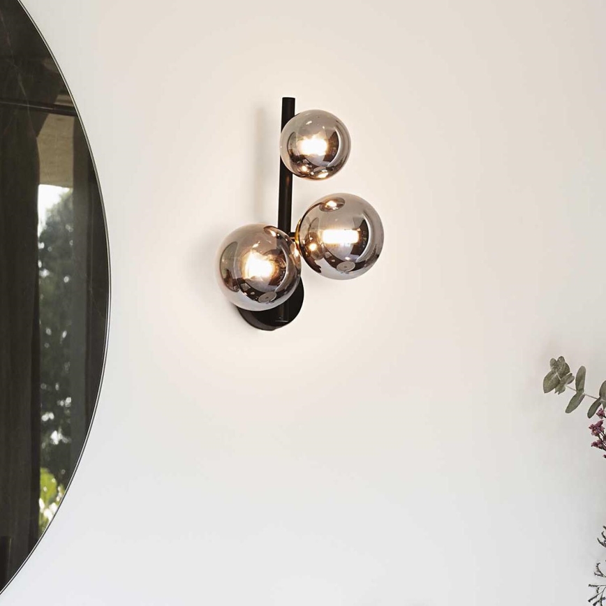Ideal Lux - LED-Wandleuchte PERLAGE 3xG9/3W/230V schwarz/rauchig