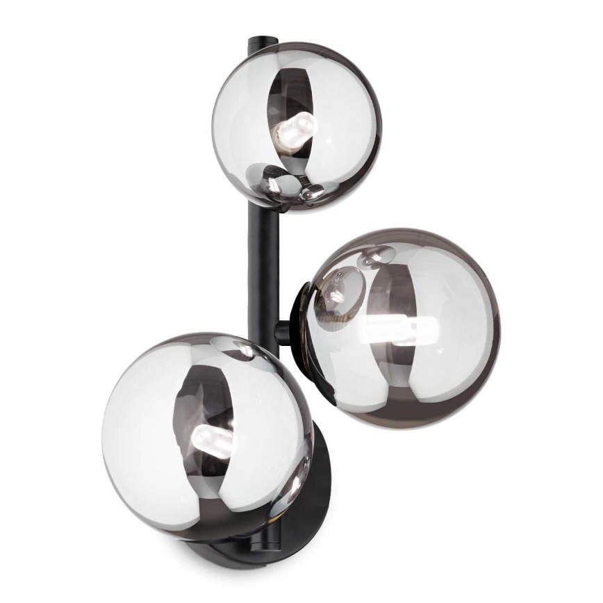 Ideal Lux - LED-Wandleuchte PERLAGE 3xG9/3W/230V schwarz/rauchig