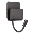 Ideal Lux - Luce Spot da parete a LED con un flessibile lampičkou PROBE LED/9,5W/230V USB CRI 90 nero
