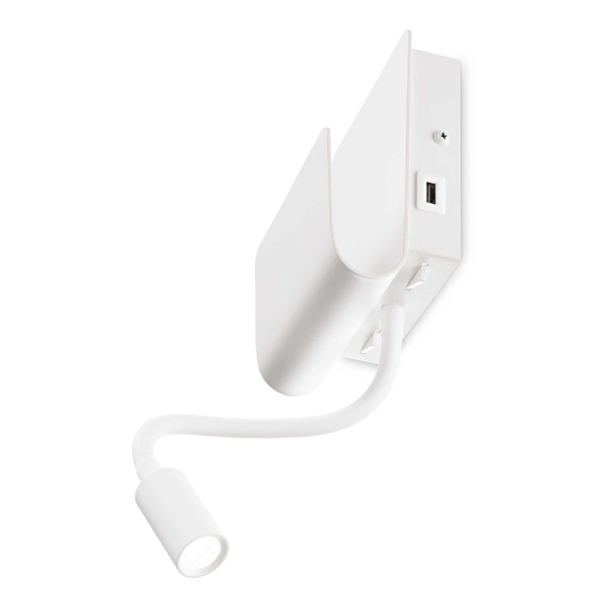 Ideal Lux - Luce Spot da parete a LED con un flessibile lampičkou PROBE LED/9,5W/230V USB CRI 90 bianco