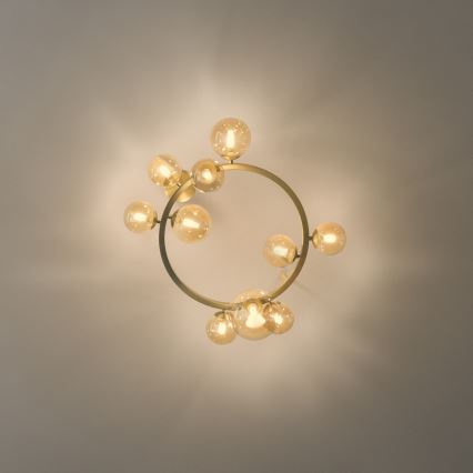 Ideal Lux - Lustre LED plafonnier PERLAGE 10xG9/3W/230V Ø 70 cm doré/beige fumé
