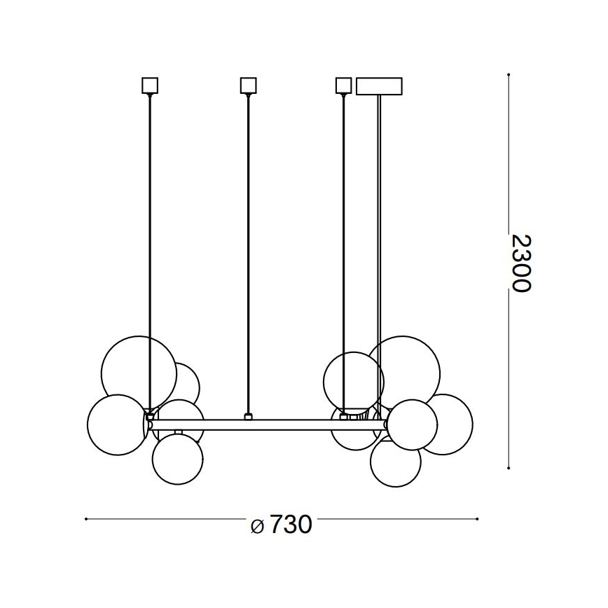 Ideal Lux - Suspension LED sur câble PERLAGE 11xG9/3W/230V Ø 73 cm noir / noir fumé
