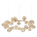 Ideal Lux - Lustre LED suspendu par câbles PERLAGE 25xG9/3W/230V 110 cm doré/beige fumé