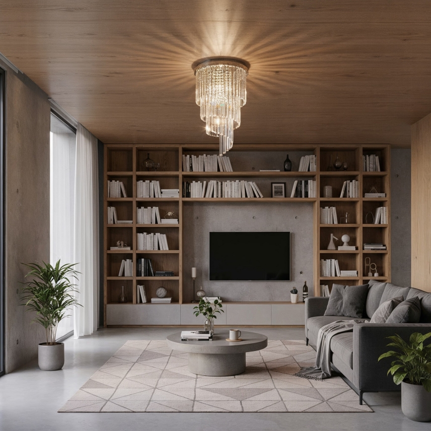 Ideal Lux - Lustre plafonnier LED en cristal CARLTON 8xE14/40W/230V Ø 40 cm chrome brillant