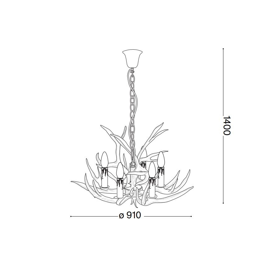 Ideal Lux – Lustre sur chaîne CHALET 8×E14/40W/230V ramures