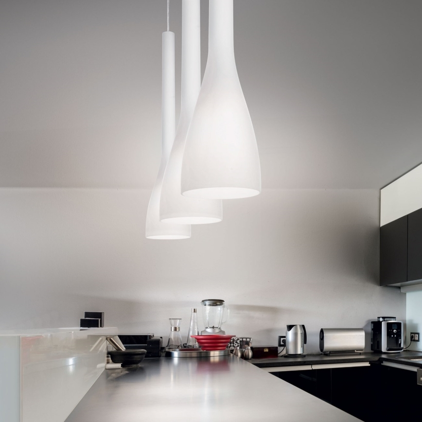 Ideal Lux - Pendelleuchte an Kabel FLUT 1xE14/40W/230V Ø 10,5 cm weiß