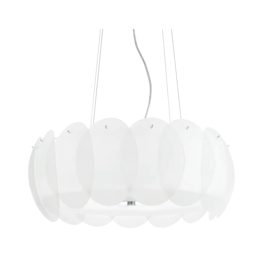 Ideal Lux - Pendelleuchte an Stahlseil OVALINO 8xE27/60W/230V Ø 55 cm weiß