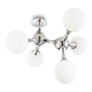 Ideal Lux - Plafonnier affleurant NODI 5xE14/28W/230V 50x55 cm chromé brillant/blanc