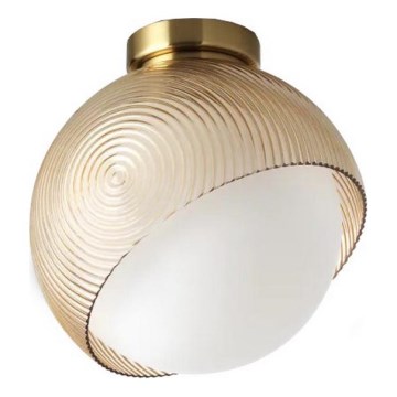 Ideal Lux - Plafonnier BLOOM 1xE27/42W/230V Ø 22 cm doré/beige fumé