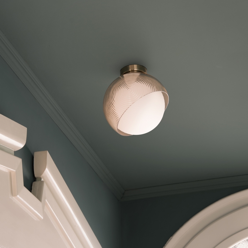 Ideal Lux - Plafonnier BLOOM 1xE27/42W/230V Ø 30 cm, doré / beige fumé