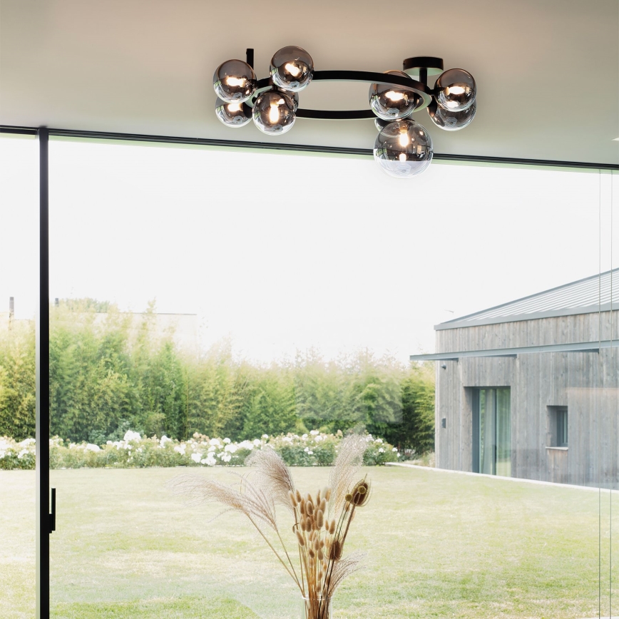 Ideal Lux - Plafonnier LED PERLAGE 10xG9/3W/230V Ø 70 cm noir/fumé
