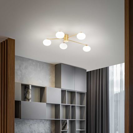 Ideal Lux - Plafonnier LED HERMES 5xG9/3W/230V d. 90 cm doré