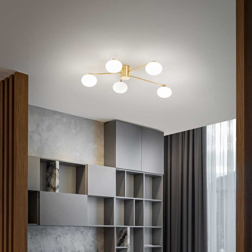 Ideal Lux - Plafonnier LED HERMES 5xG9/3W/230V d. 90 cm doré