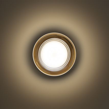 Ideal Lux - Plafonnier LED pour salle de bains LOLLY 1xGX53/9W/230V Ø 10,5 cm IP44 doré/beige fumé