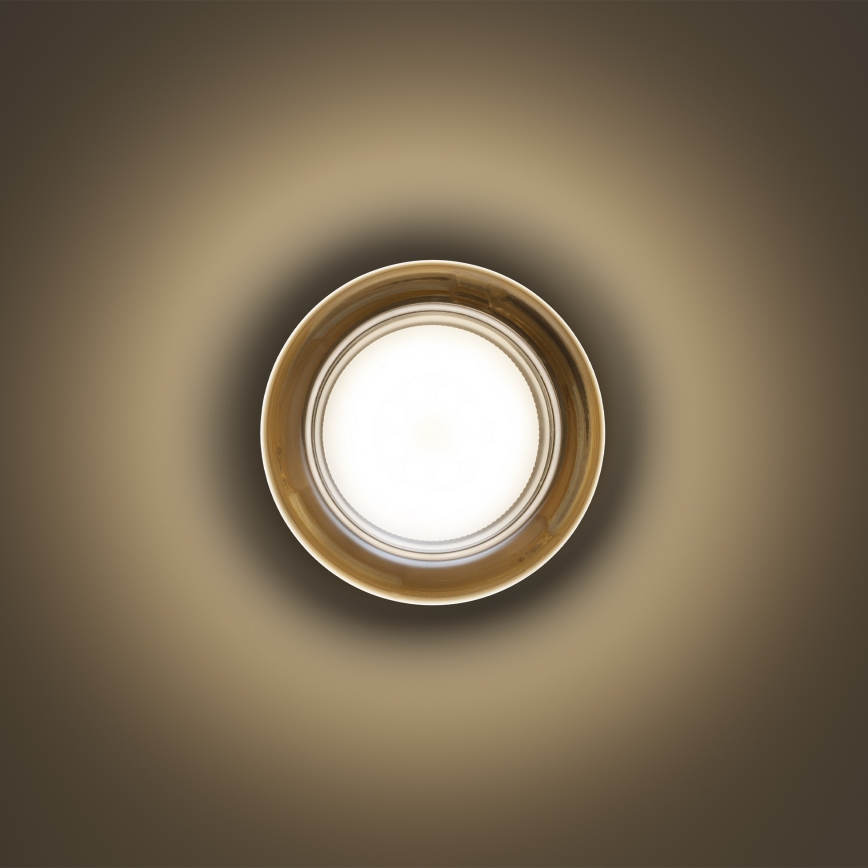 Ideal Lux - Plafonnier LED pour salle de bains LOLLY 1xGX53/9W/230V Ø 10,5 cm IP44 doré/beige fumé