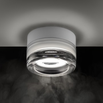 Ideal Lux - Plafonnier LED pour salle de bains LOLLY 1xGX53/9W/230V Ø 10,5 cm IP44 blanc/transparent