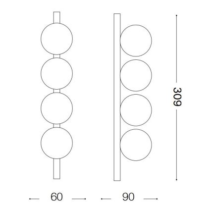 Ideal Lux - Plafonnier PING PONG 4xLED/3W/230V CRI 90 laiton
