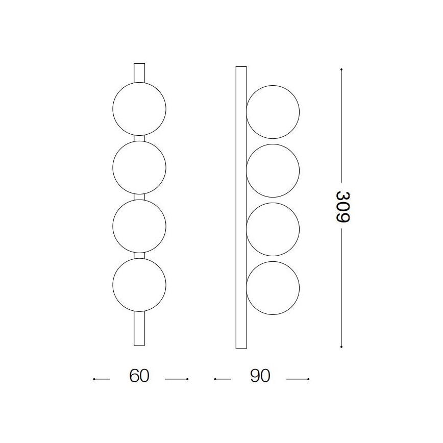 Ideal Lux - Plafonnier PING PONG 4xLED/3W/230V CRI 90 laiton