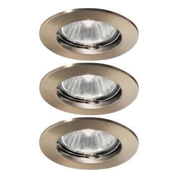 Ideal Lux - Set 3x Einbauleuchte JAZZ 1xGU10/50W/230V Ø 7,7 cm bronzefarben