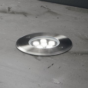 Ideal Lux - Spot encastrable dans le sol FLOOR LED/6W/230V d. 12 cm CRI 90 IP67 chrome brillant