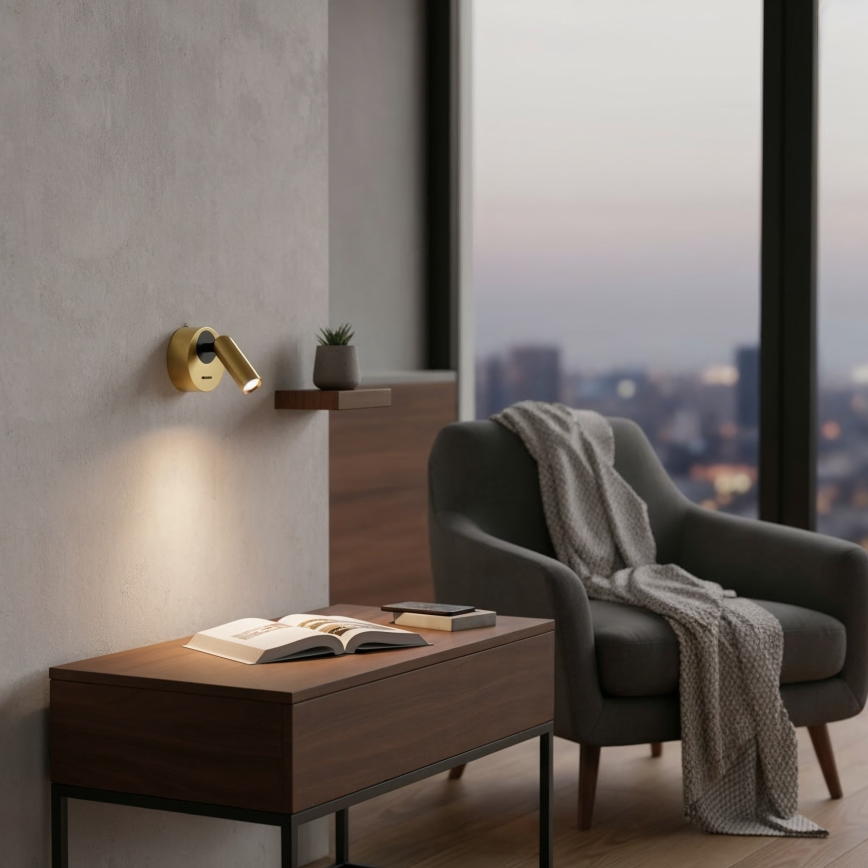 Ideal Lux - Spot mural BEAN LED/3W/230V CRI 90 laiton