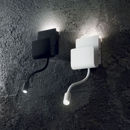Ideal Lux - Spot mural avec un flexible petite lampe PROBE LED/9,5W/230V USB CRI 90 noir