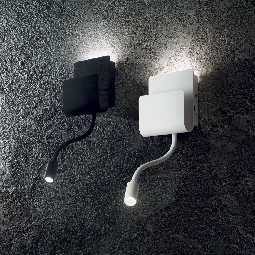 Ideal Lux - Spot mural avec un flexible petite lampe PROBE LED/9,5W/230V USB CRI 90 noir