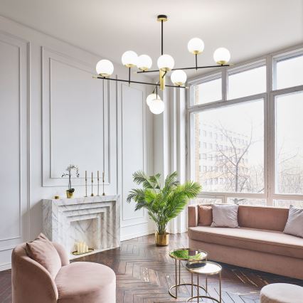 Ideal Lux - Suspension-barre GOURMET 9xE14/28W/230V d. 131,5 cm doré
