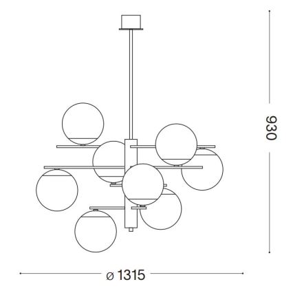 Ideal Lux - Suspension-barre GOURMET 9xE14/28W/230V d. 131,5 cm doré