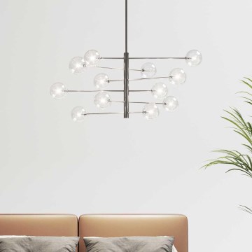Ideal Lux - Suspension-barre LED EQUINOXE 12xG4/2W/230V d. 124 cm chrome brillant/transparent