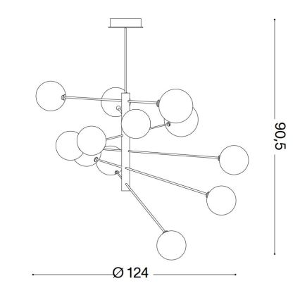 Ideal Lux - Suspension-barre LED EQUINOXE 12xG4/2W/230V d. 124 cm laiton/transparent