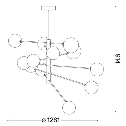 Ideal Lux - Suspension-barre LED EQUINOXE 12xG4/2W/230V d. 128,1 cm laiton/fumé
