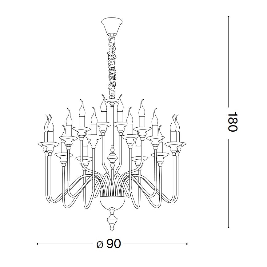 Ideal Lux - Suspension chaîne ARTU 16xE14/40W/230V d. 90 cm chrome brillant