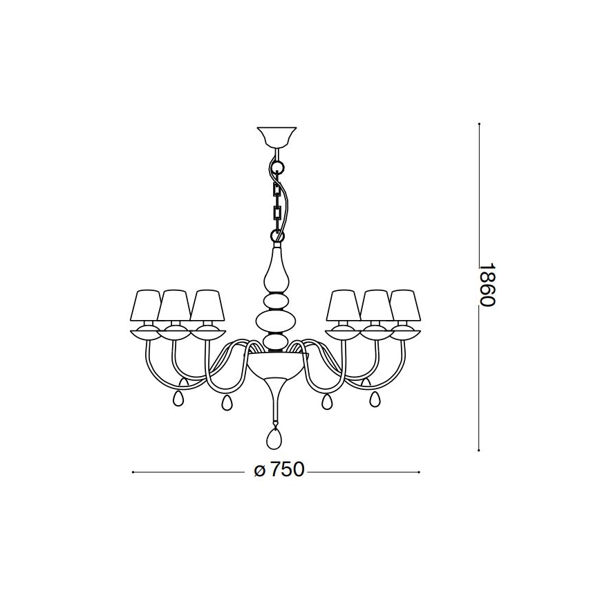 Ideal Lux - Suspension chaîne BLANCHE 6xE14/4W/230V d. 75 cm noir