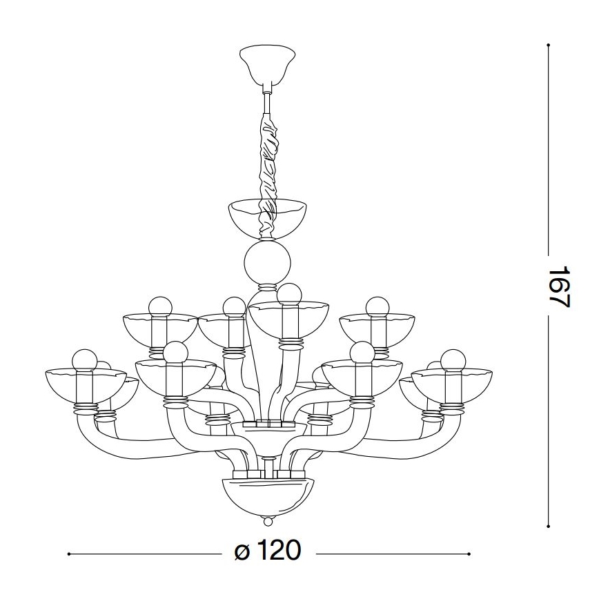 Ideal Lux - Suspension chaîne CASANOVA 16xE14/40W/230V d. 120 cm blanc