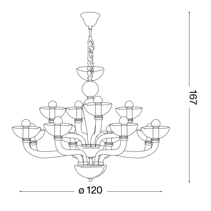 Ideal Lux - Suspension chaîne CASANOVA 16xE14/40W/230V d. 120 cm gris