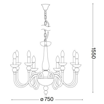 Ideal Lux - Suspension chaîne DOGE 9xE14/40W/230V d. 75 cm chrome brillant