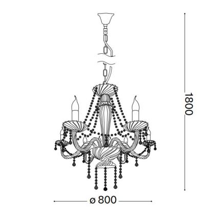 Ideal Lux - Suspension chaîne en cristal AMADEUS 8xE14/40W/230V d. 80 cm transparent