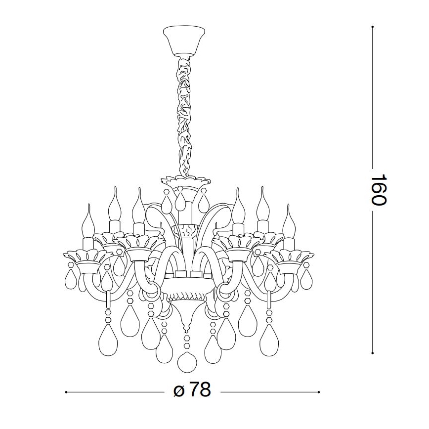 Ideal Lux - Suspension chaîne en cristal COLOSSAL 8xE14/40W/230V d. 78 cm gris/chrome brillant