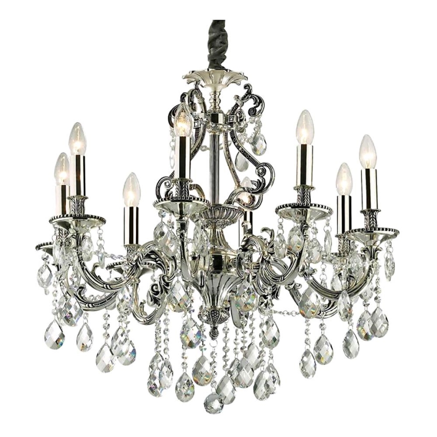 Ideal Lux - Suspension chaîne en cristal GIOCONDA 8xE14/40W/230V d. 73 cm argent
