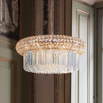 Ideal Lux - Suspension chaîne en cristal NABUCCO 12xE14/40W/230V d. 60 cm doré