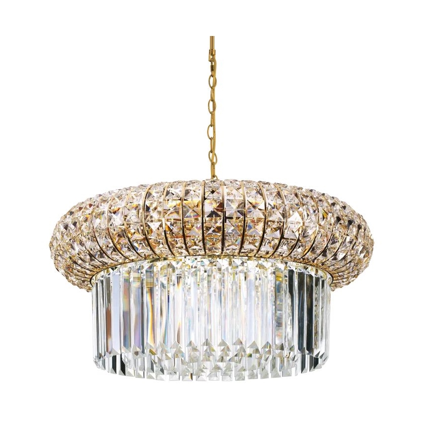 Ideal Lux - Suspension chaîne en cristal NABUCCO 12xE14/40W/230V d. 60 cm doré