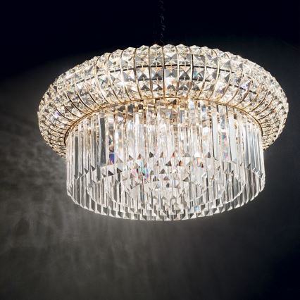 Ideal Lux - Suspension chaîne en cristal NABUCCO 12xE14/40W/230V d. 60 cm doré
