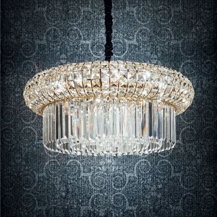 Ideal Lux - Suspension chaîne en cristal NABUCCO 12xE14/40W/230V d. 60 cm doré