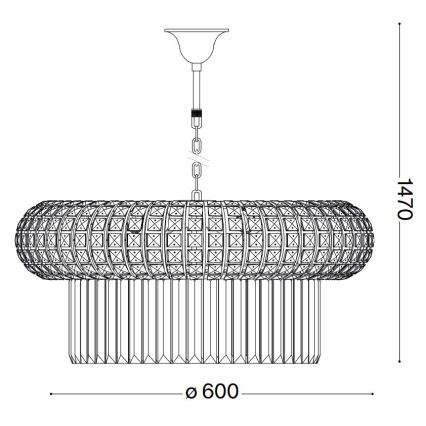 Ideal Lux - Suspension chaîne en cristal NABUCCO 12xE14/40W/230V d. 60 cm doré